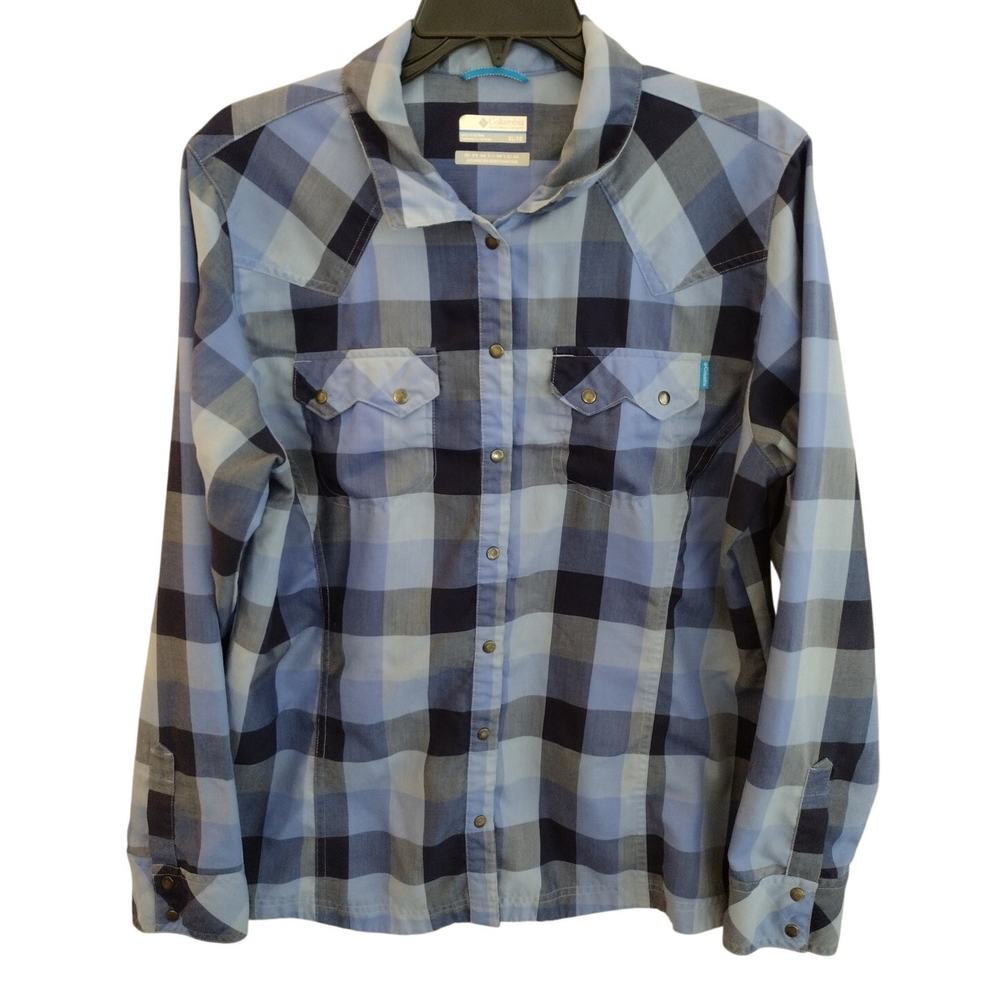 Columbia | Blue Plaid Omni-Wick Long Sleeve Snap Button-Down Shirt Men's XL